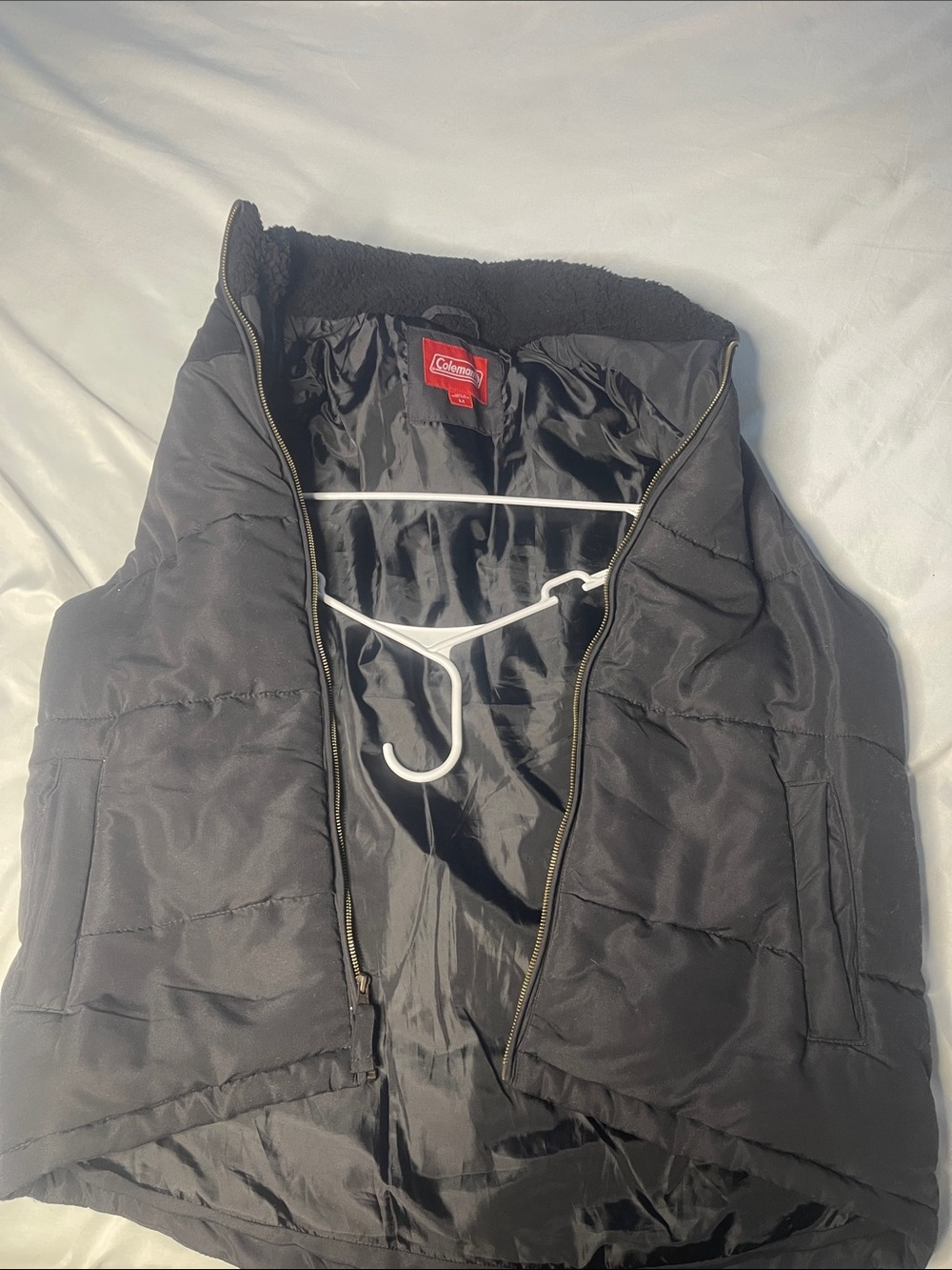 Coleman Black Quilted Puffer Vest with Sherpa Collar